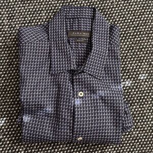 Zara Dark Blue Grid Pattern Shirt